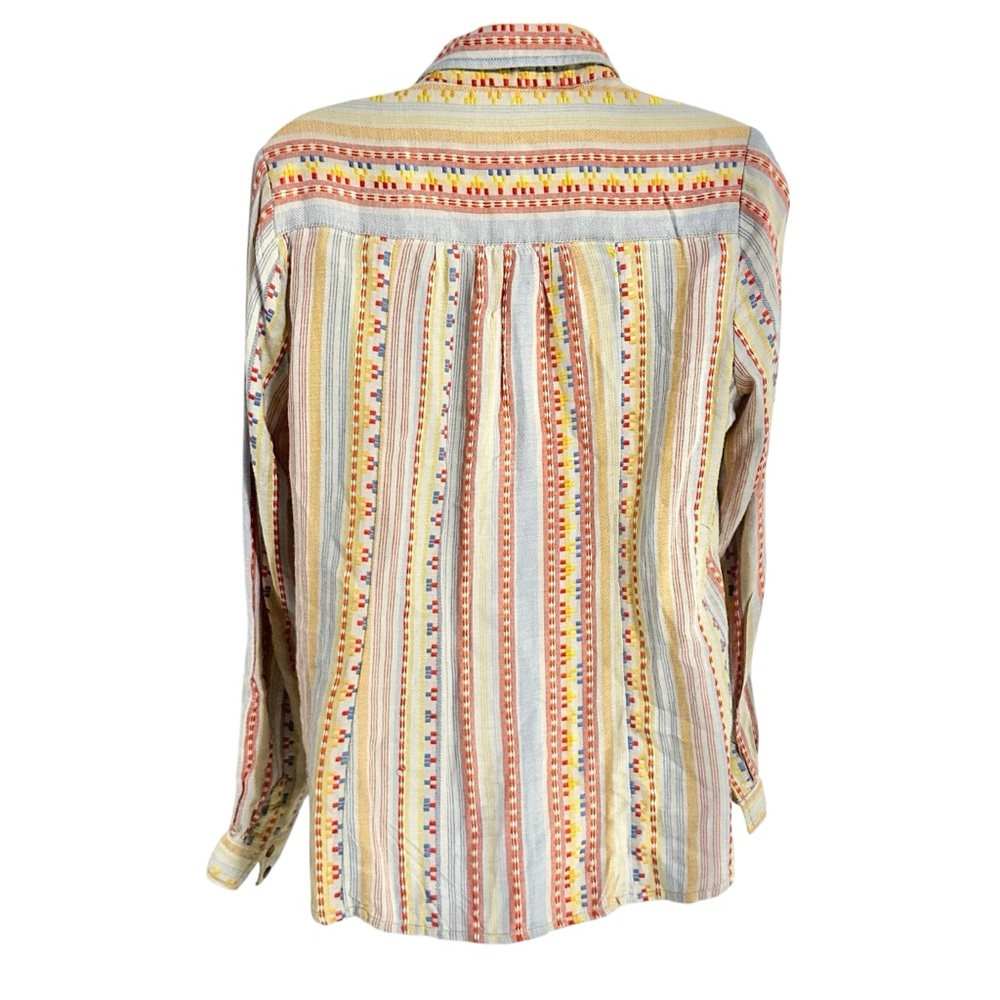 Anthropologie Mademoiselle Striped Multicolor Button-Up Shirt Size 4 - Picture 5 of 7
